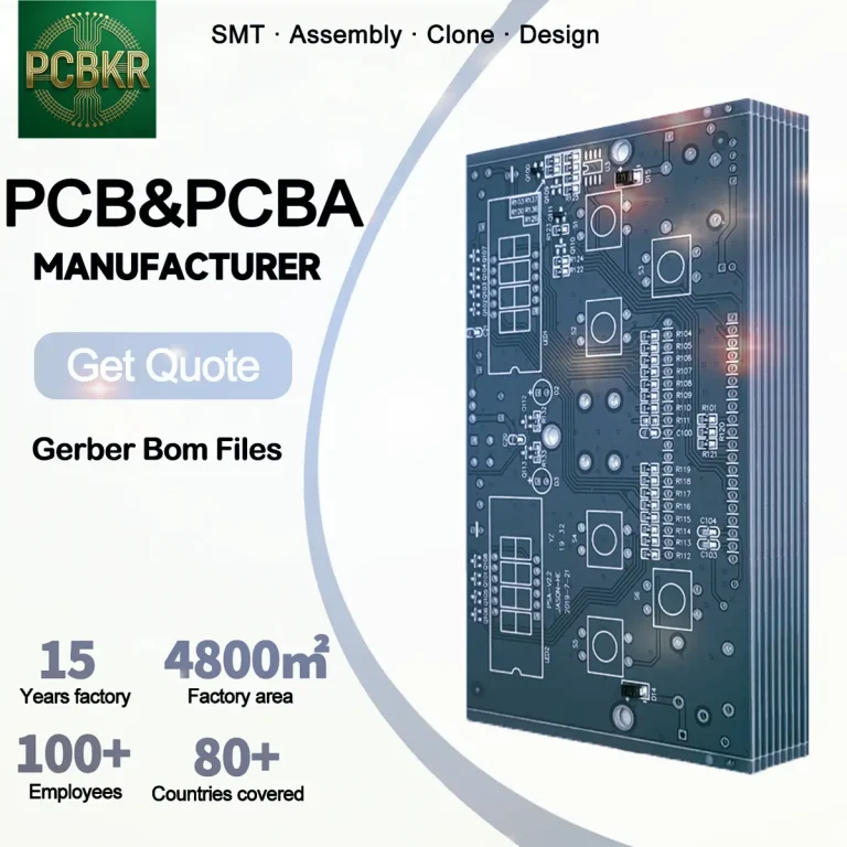 A high-speed manufacturing close-up image showing a complex, multi-layer printed circuit board (PCB) with fine-pitch components and impedance control markings, emerging from an automated optical inspection (AOI) machine.